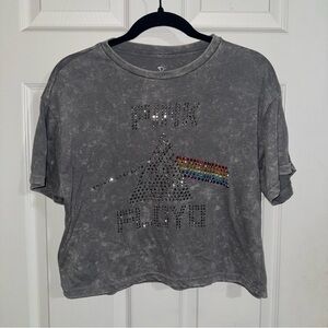 Gray Graphic Pink Floyd Crop Top
